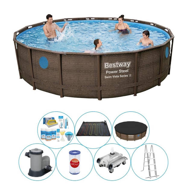 Bestway Power Steel Swim Vista ROND 488x122 cm - Zwembad Bundel