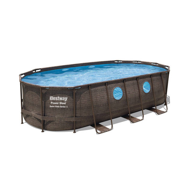 Bestway Power Steel Swim Vista OVAAL 549x274x122 cm - Zwembad Inclusief Accessoires