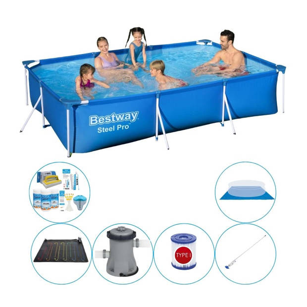 Bestway Steel Pro Rechthoekig 300x201x66 cm - 7-delig - Zwembad Set