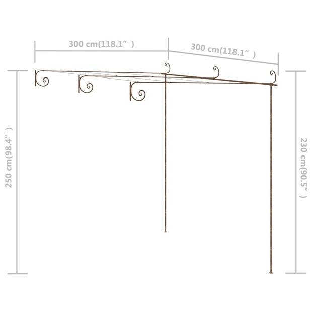 vidaXL Tuinpergola 3x3x2,5 m ijzer antiekbruin