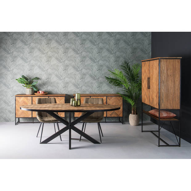 Livingfurn - Eetkamertafel Accent Ovaal - Teak Hout - 240cm - Bruin