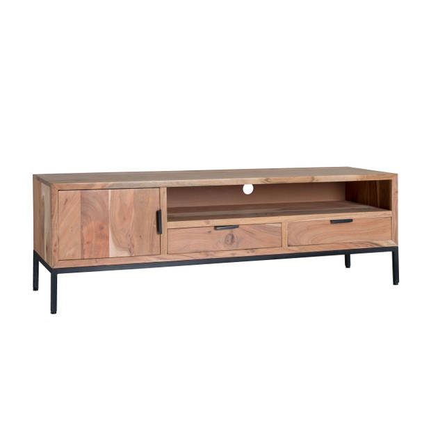 Livingfurn - TV Meubel Oslo Acasia 140 cm - Acasia / Gecoat Staal