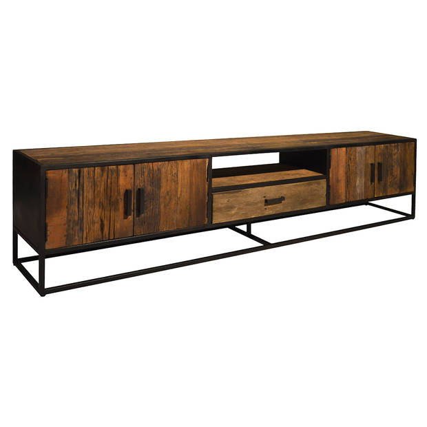 Livingfurn - TV Meubel Dakota 240 cm - Riverwood / Gecoat Staal