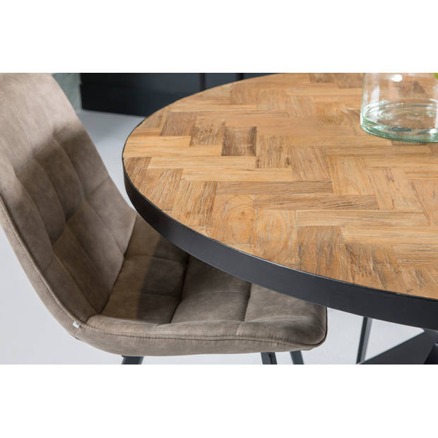 Livingfurn - Eetkamertafel Accent Round - Teak Hout - 130 cm - Bruin