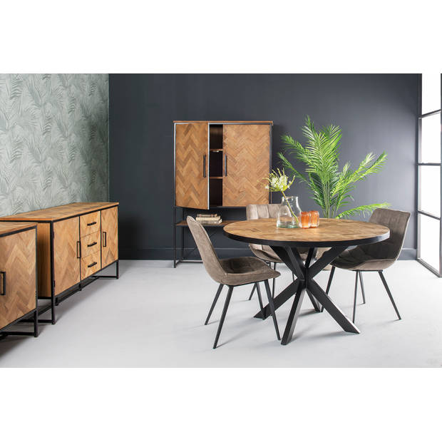 Livingfurn - Eetkamertafel Accent Round - Teak Hout - 130 cm - Bruin