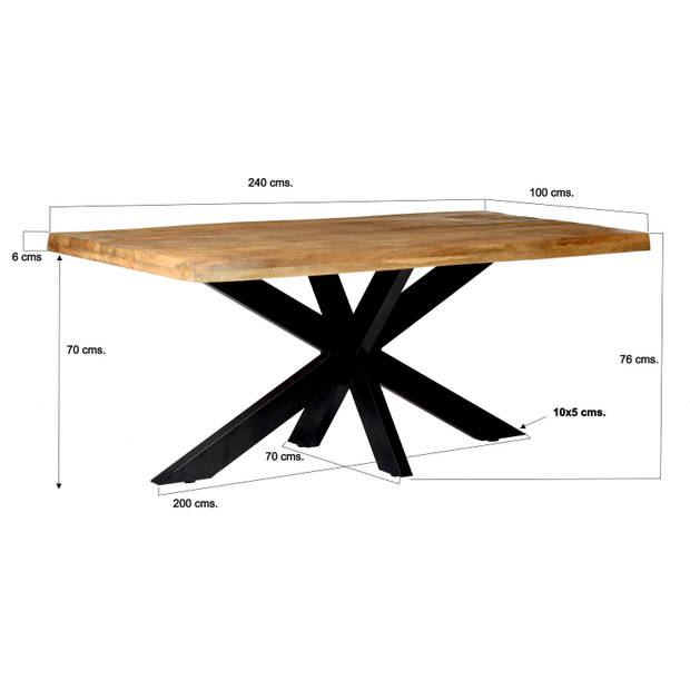 Brix - Bruine Eetkamertafel - 240 cm - Mangohout