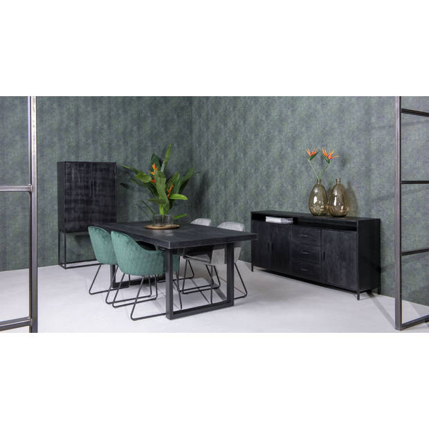 Livingfurn - Moderne Eetkamertafel Kala - U-Poten - Eettafel van Mango Hout Gecoat Staal - 180 cm