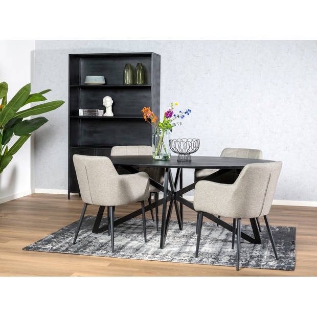 Livingfurn - Zwart Eetkamertafel Oslo - Web - Acasia Hout - 200 cm