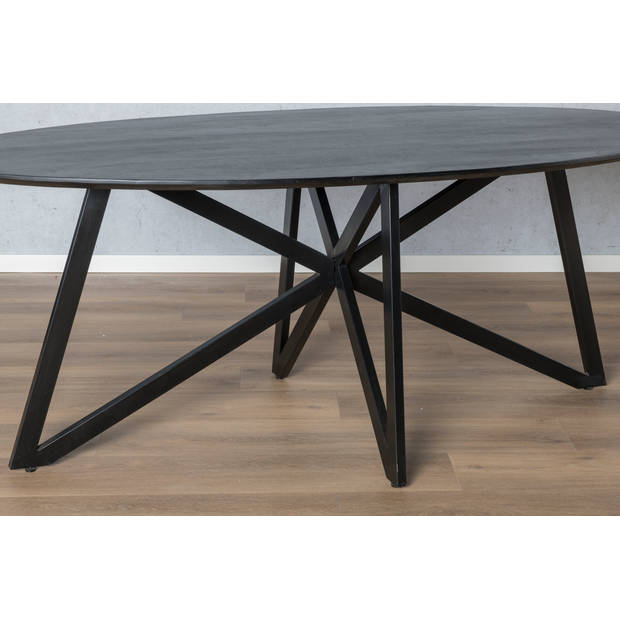 Livingfurn - Zwart Eetkamertafel Oslo - Web - Acasia Hout - 200 cm