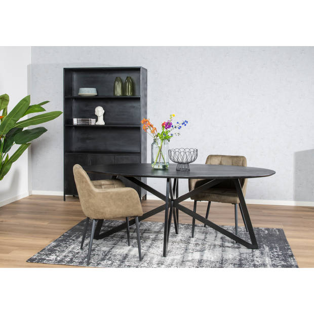 Livingfurn - Zwart Eetkamertafel Oslo - Web - Acasia Hout - 200 cm