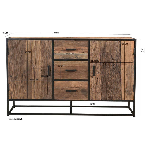 Livingfurn - Dressoir Dakota 150 cm - Riverwood