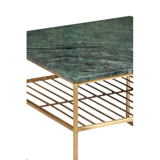 Livingfurn - Salontafel Dian Marble Groen Goud - 55x55x40 - Marmer