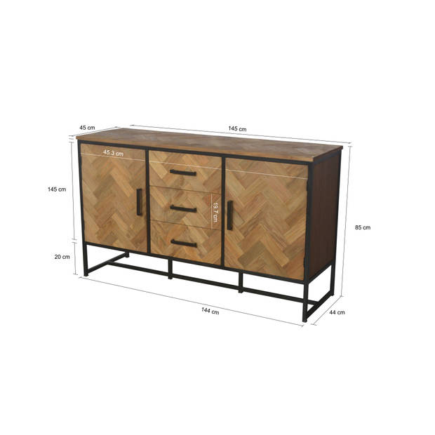 Livingfurn - Dressoir Accent 145cm - Teakhout