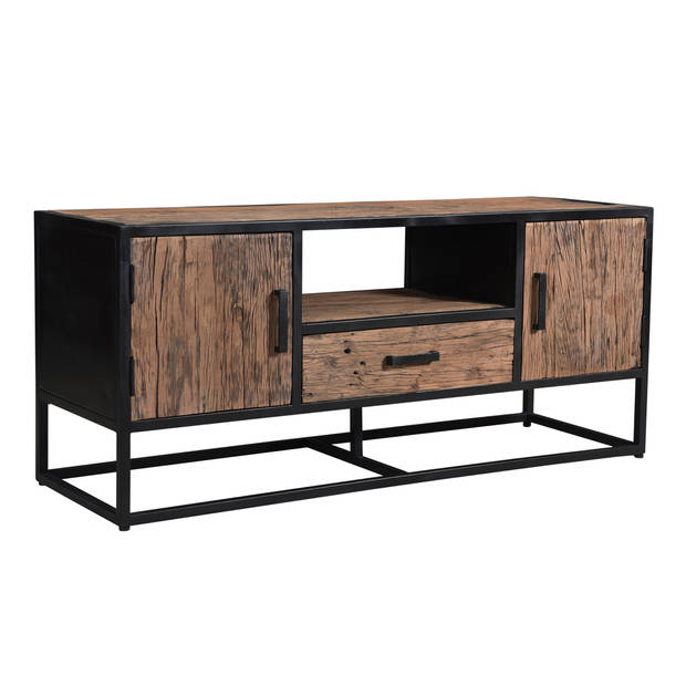 Livingfurn - TV Meubel Dakota 130 cm - Riverwood / Gecoat Staal