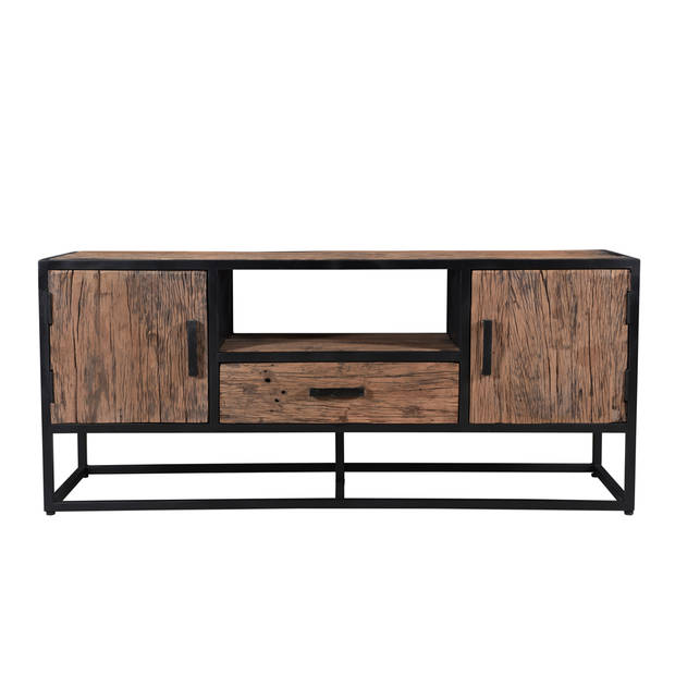 Livingfurn - TV Meubel Dakota 130 cm - Riverwood / Gecoat Staal