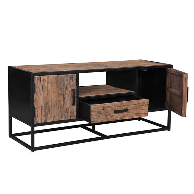 Livingfurn - TV Meubel Dakota 130 cm - Riverwood / Gecoat Staal