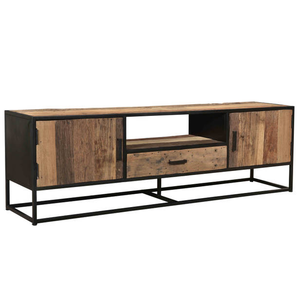 Livingfurn - TV Meubel Dakota 180 cm - Riverwood / Gecoat Staal