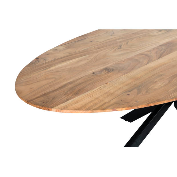 Livingfurn - Ovale Eetkamertafel - Acasia Hout - 210 cm - Bruin