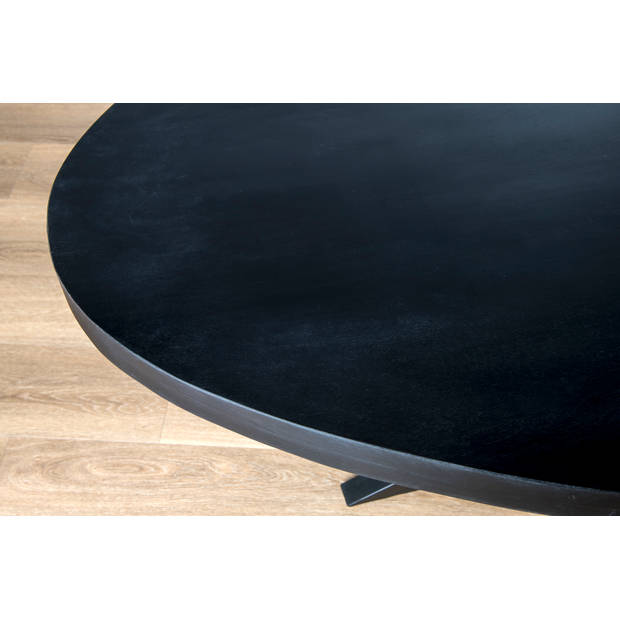 Livingfurn - Zwart Ovale Eetkamertafel - - Mango Hout - 240 cm