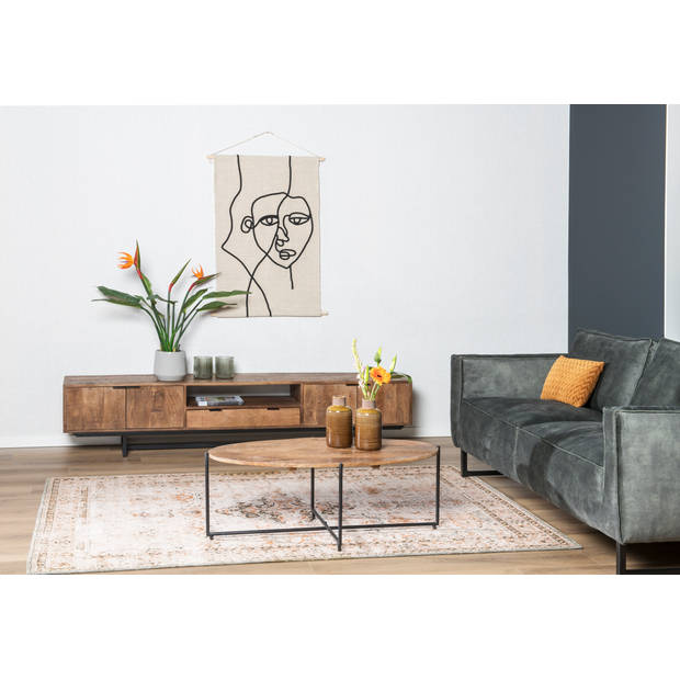 Livingfurn - TV Meubel Valdez 220 cm - Mangohout / Gecoat Staal