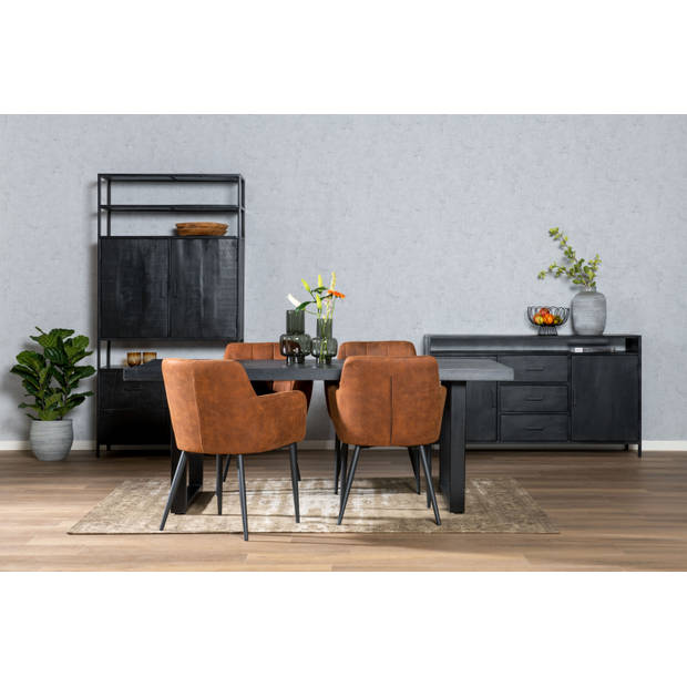 Livingfurn - Eetkamerstoel Bronco Cognac - Stof - 64x62x85