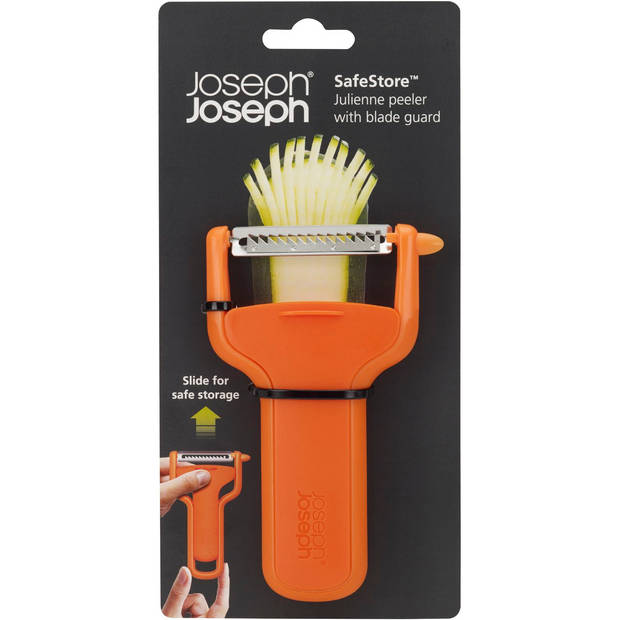 Joseph Joseph - SafeStore Dunschiller Julienne met Mesbescherming - Roestvast Staal - Oranje