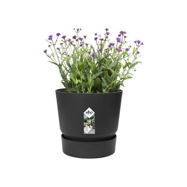 ELHO Greenville 25 ronde bloempot - Buiten - Ø 24,48 x H 23,31 cm - Zwart levend