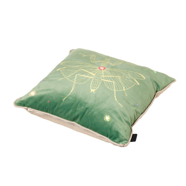 Madison sierkussen Velvet insect 45 x 45 cm polykatoen groen
