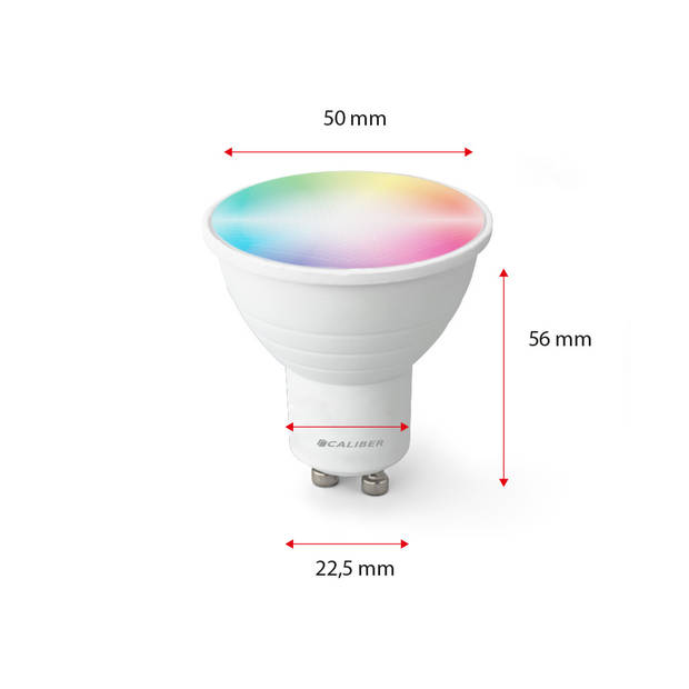 Caliber GU10 3 pack Dimbare Smart Lamp met RGB Leds - 3x Slimme Led Lamp - 300 Lumen - 5 Watt - Handige App