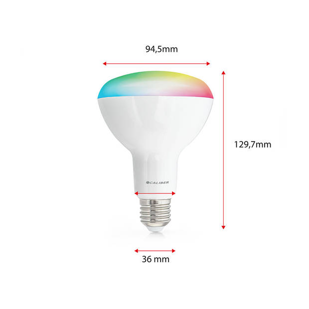 Caliber E27 Dimbare Smart Lamp met RGB LEDs - Slimme E27 LED lamp - 850 Lumen - 8 Watt - Bediening via App (HBT-BR30)