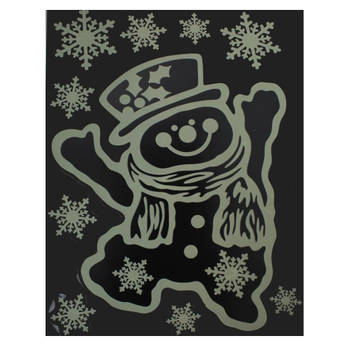Peha stickerset sneeuwpop Glow in Dark 29,5 x 40 cm wit