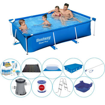 Bestway Steel Pro Rechthoekig Zwembad - 259 x 170 x 61 cm - Blauw - Deluxe Set