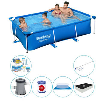 Bestway Steel Pro Rechthoekig Zwembad - 259 x 170 x 61 cm - Blauw - Met Toebehoren