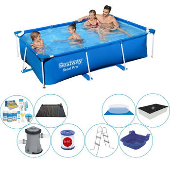 Bestway Steel Pro Rechthoekig Zwembad - 259 x 170 x 61 cm - Blauw - Inclusief Pomp en benodigdheden