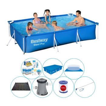 Bestway Steel Pro Rechthoekig Zwembad - 300 x 201 x 66 cm - Blauw - Inclusief Accessoires - Voordeelpakket
