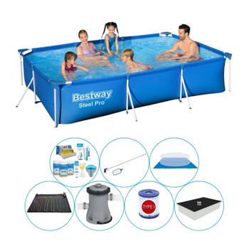 Bestway Steel Pro Rechthoekig Zwembad - 300 x 201 x 66 cm - Blauw - Met Accessoires - Voordeelpakket