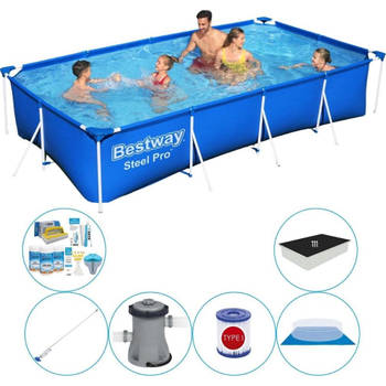 Deluxe Zwembad Pakket - Bestway Steel Pro Rechthoekig 400x211x81 cm