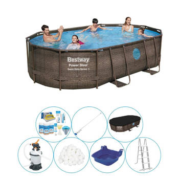 Bestway Power Steel Swim Vista OVAAL 488x305x107 cm - Zwembad Combi Deal