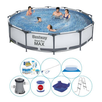 Bestway Steel Pro MAX Rond 366x76 cm - 8-delig - Zwembad Inclusief Accessoires