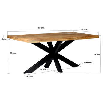 Brix - Bruine Eetkamertafel - 240 cm - Mangohout