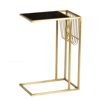 Livingfurn - Bijzettafel Djura Zwart Brass - Marmer - 30x45x65