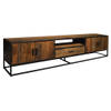 Livingfurn - TV Meubel Dakota 240 cm - Riverwood / Gecoat Staal