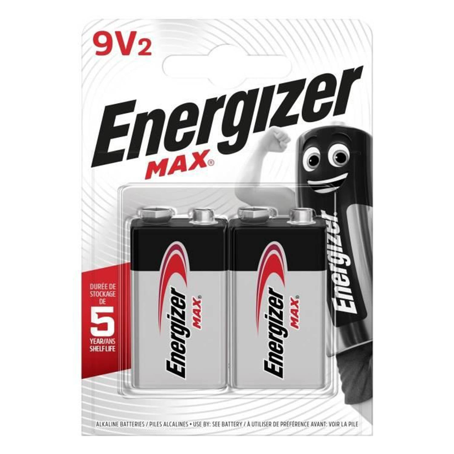 Energizer Max 9v Alkaline Batterijen, 2 Stuks