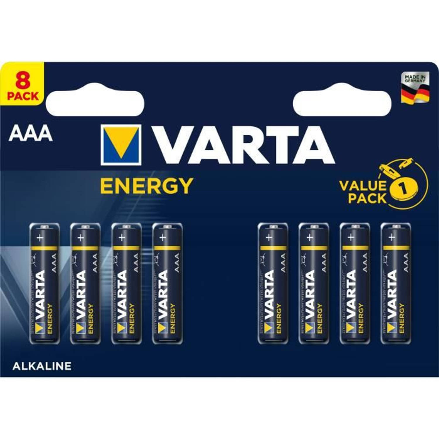 VARTA - Pack van 8 alkalinebatterijen Energie AAA (LR03) 1,5V