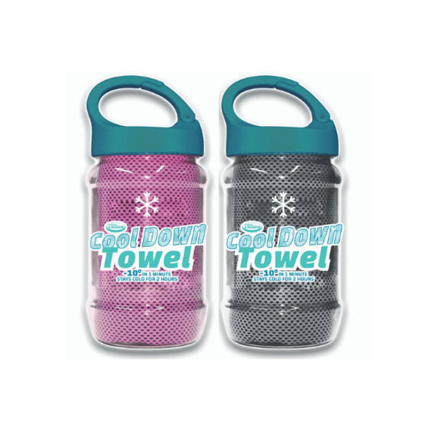 Cool Down Towel, Grijs/Roze, Set van 2, Cooling, Verkoelende handdoek