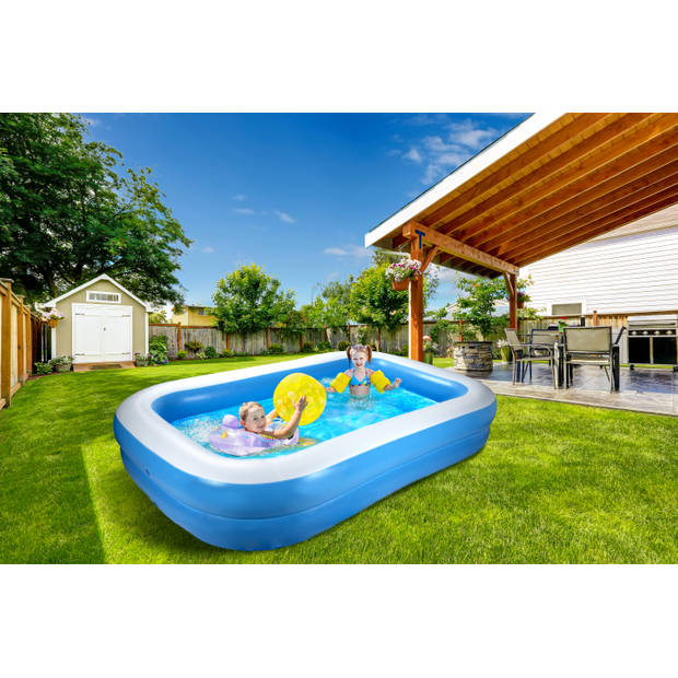 Creative Kids Zwembad - Opblaasbaar - Rechthoek - 262x175x51cm - Max 778 Liter - 2 Ringen