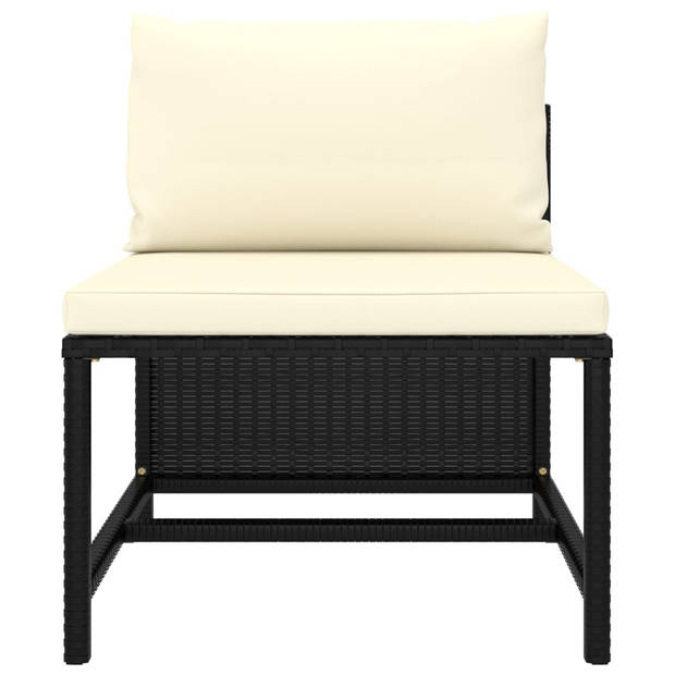 vidaXL 8-delige Loungeset met kussens poly rattan zwart