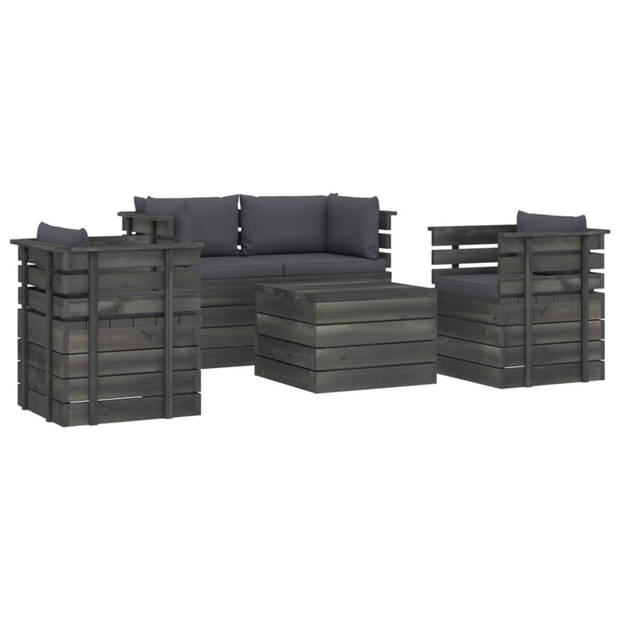 vidaXL 5-delige Loungeset met kussens pallet massief grenenhout