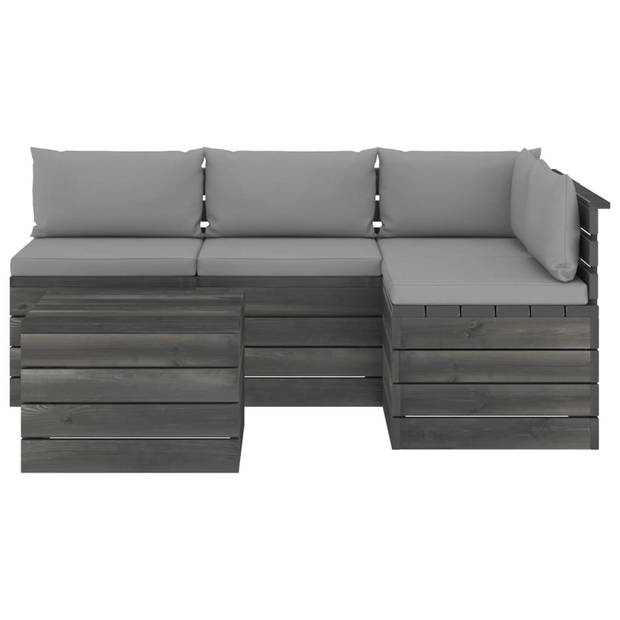 vidaXL 5-delige Loungeset met kussens pallet massief grenenhout