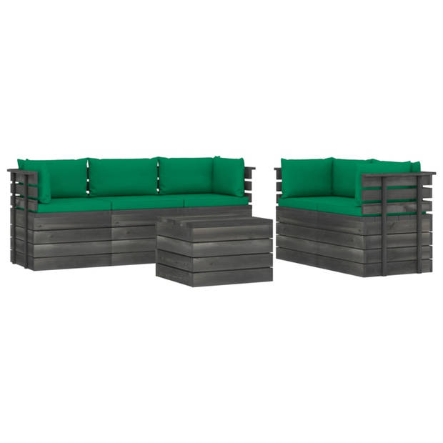 vidaXL 6-delige Loungeset met kussens pallet massief grenenhout